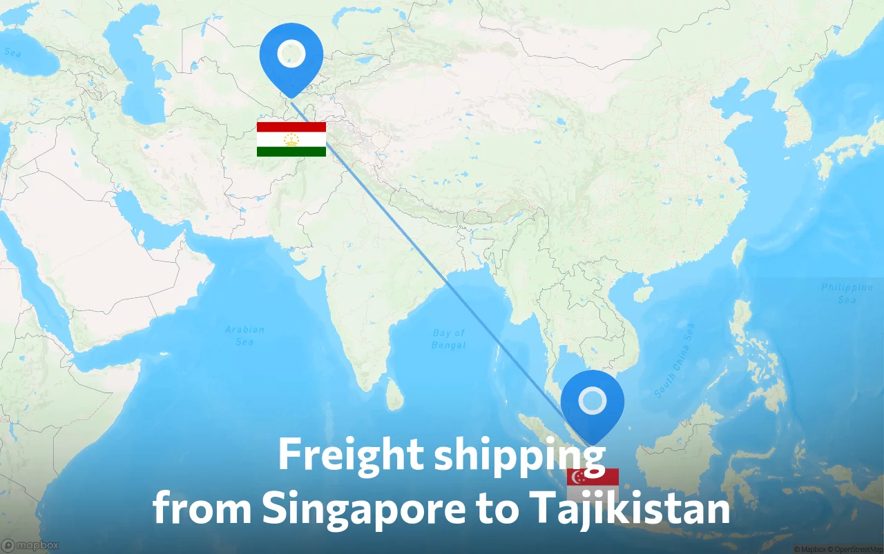 Shipping route from Singapore to Tajikistan