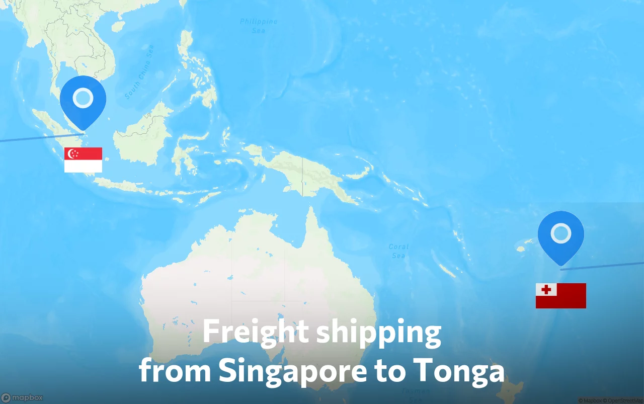 Shipping route from Singapore to Tonga