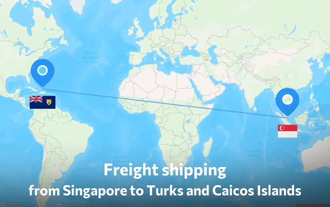 Shipping route from Singapore to Turks and Caicos Islands