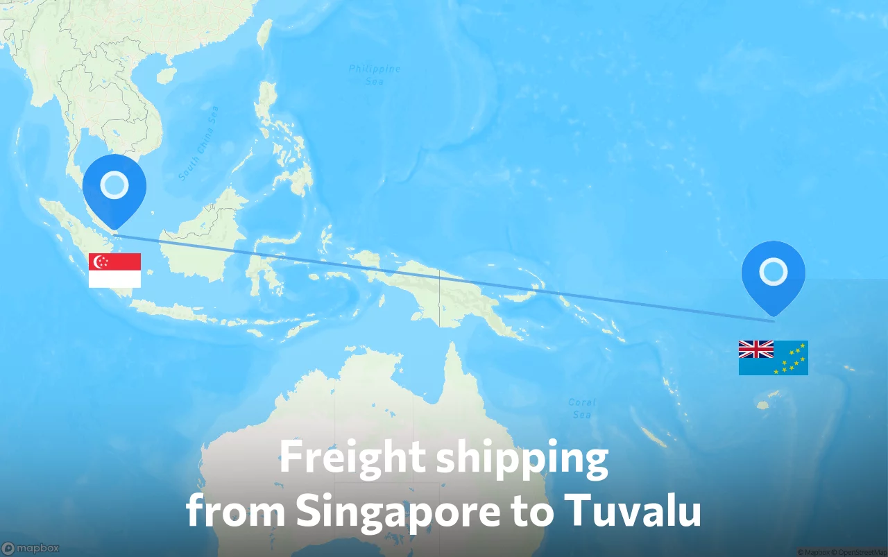 Shipping route from Singapore to Tuvalu
