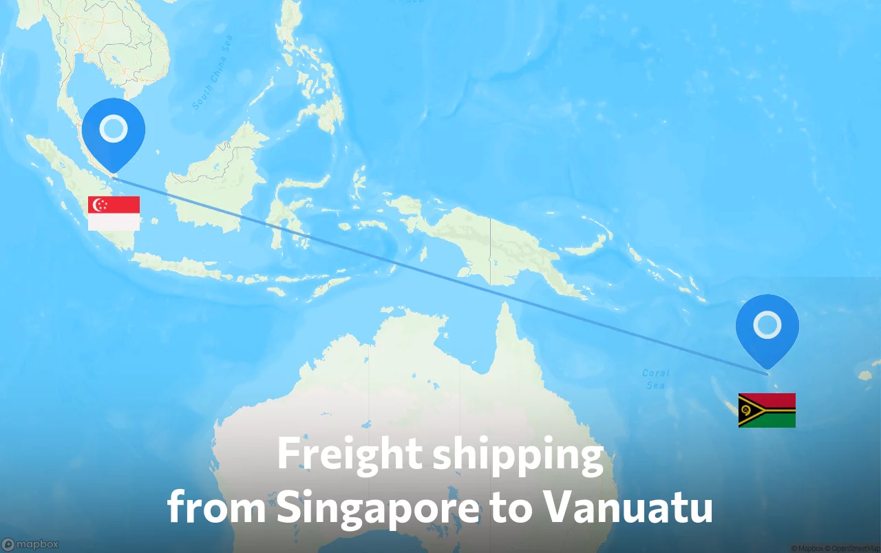 Shipping route from Singapore to Vanuatu