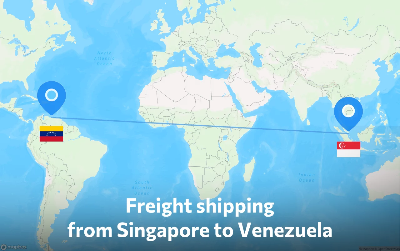 Shipping route from Singapore to Venezuela
