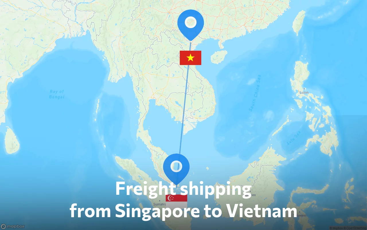 Shipping route from Singapore to Vietnam