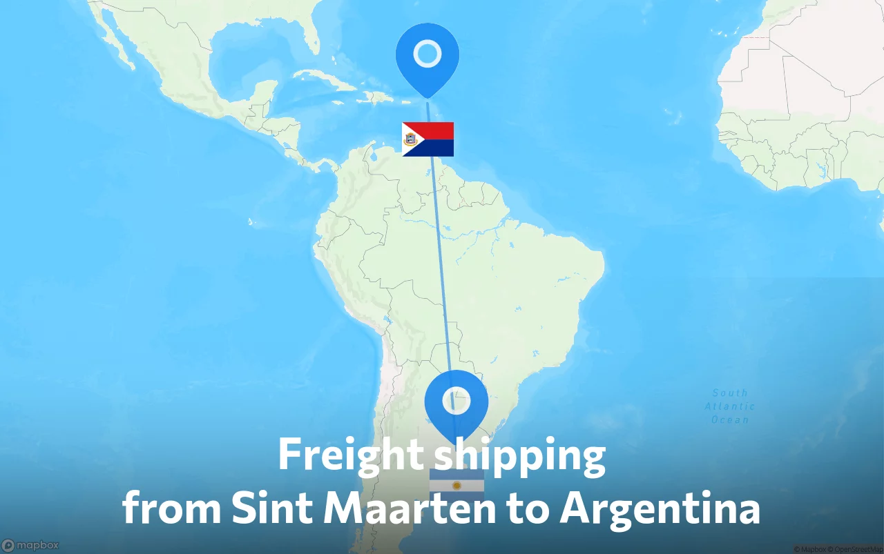Shipping route from Sint Maarten to Argentina