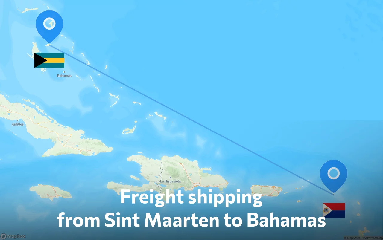 Shipping route from Sint Maarten to Bahamas