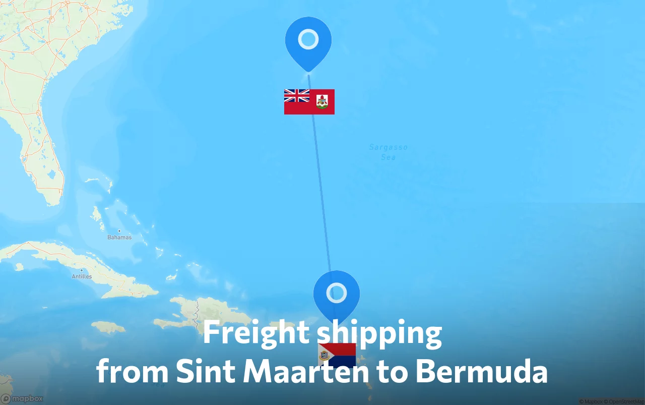 Shipping route from Sint Maarten to Bermuda