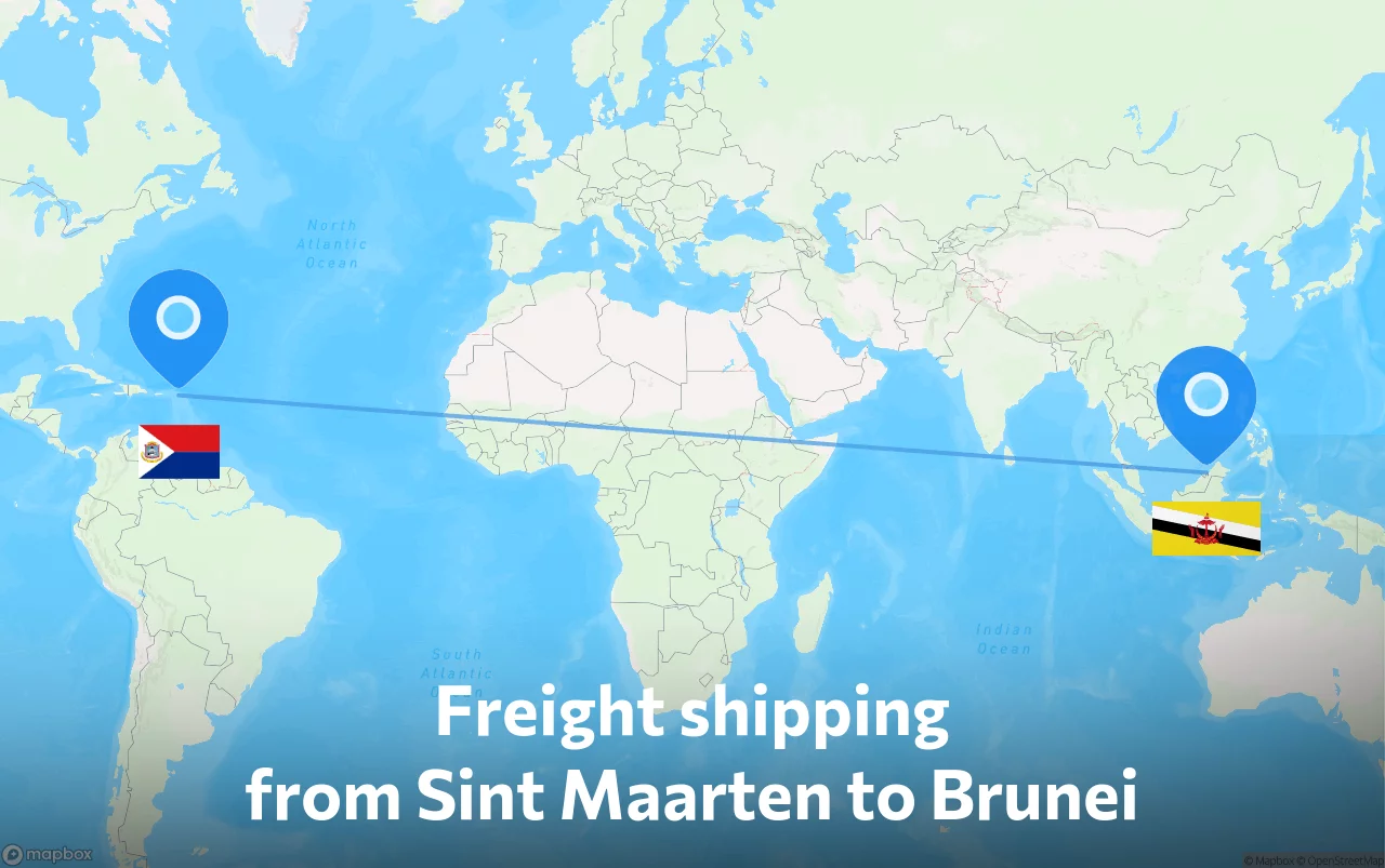 Shipping route from Sint Maarten to Brunei