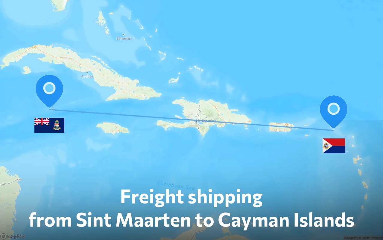 Shipping route from Sint Maarten to Cayman Islands