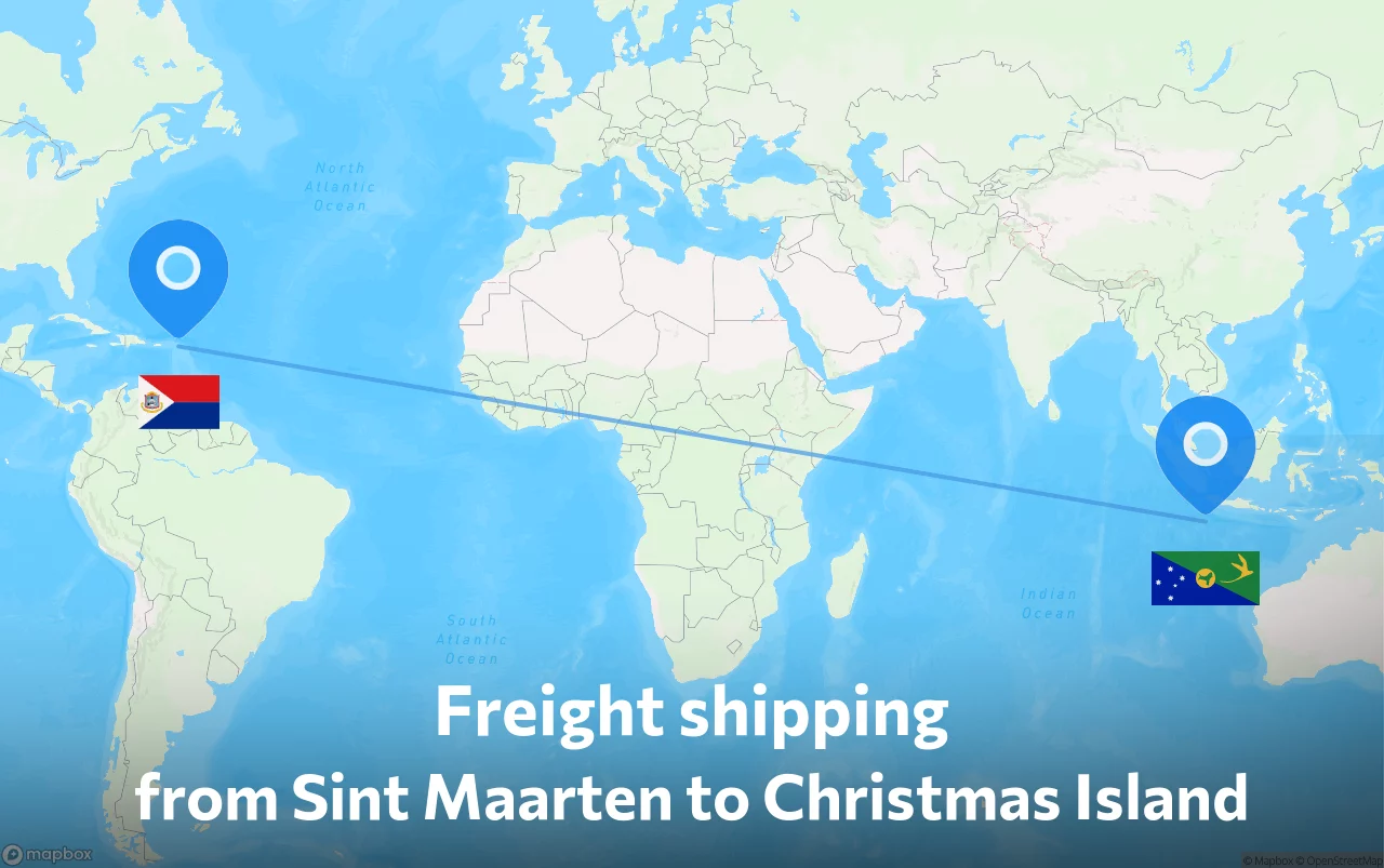 Shipping route from Sint Maarten to Christmas Island