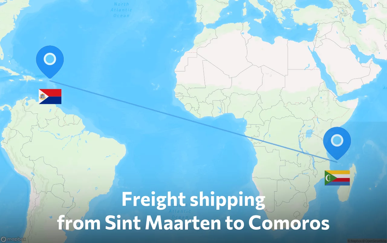 Shipping route from Sint Maarten to Comoros