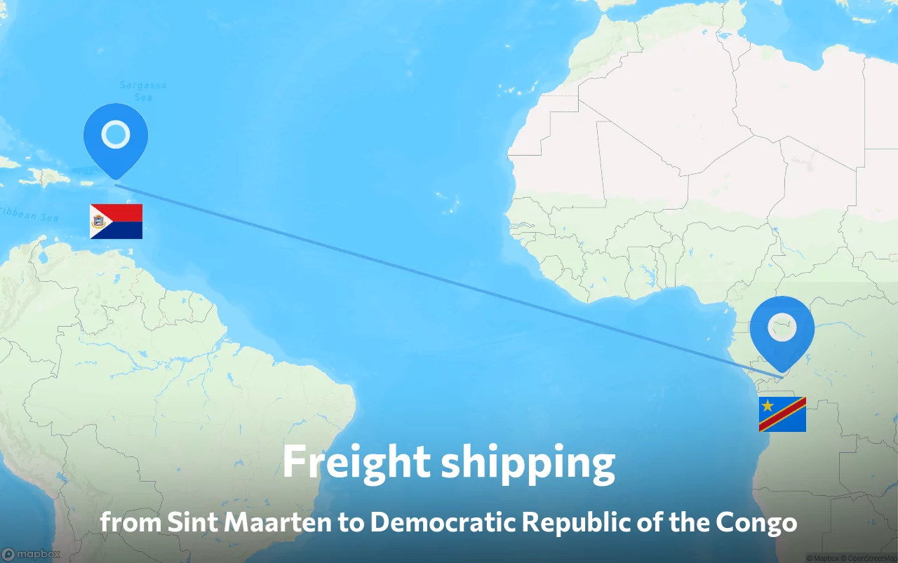 Shipping route from Sint Maarten to Democratic Republic of the Congo