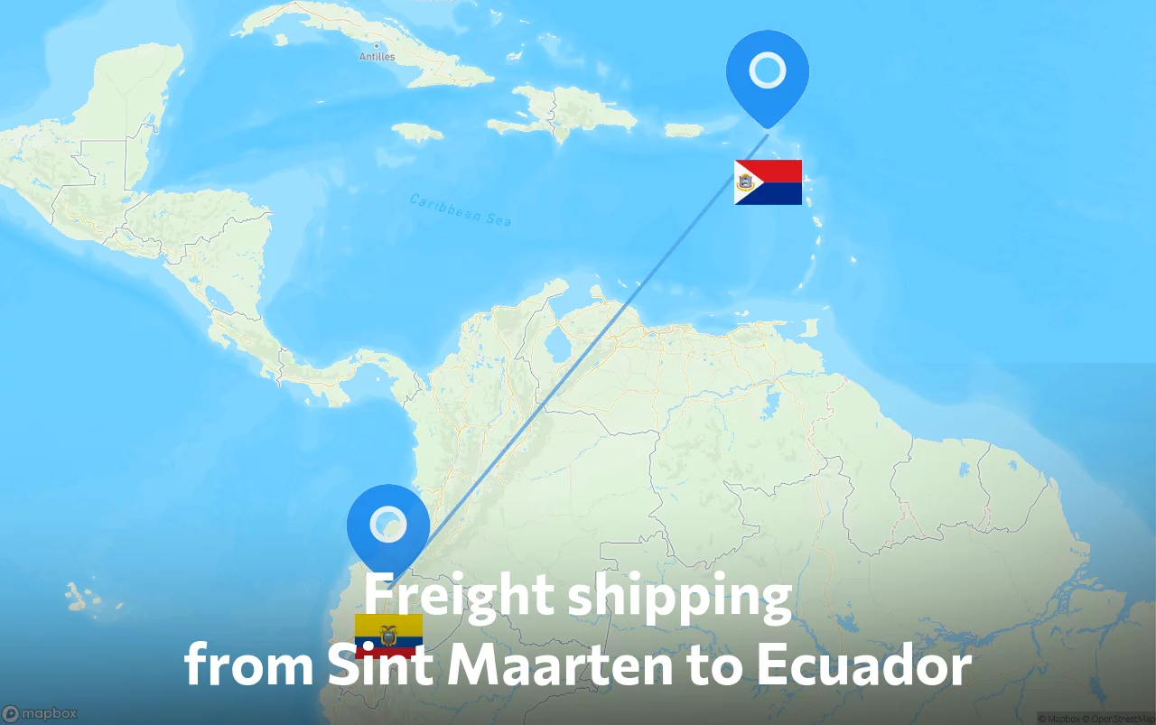 Shipping route from Sint Maarten to Ecuador