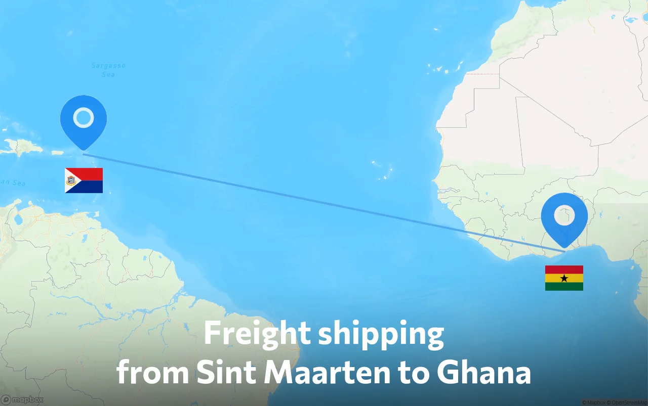 Shipping route from Sint Maarten to Ghana