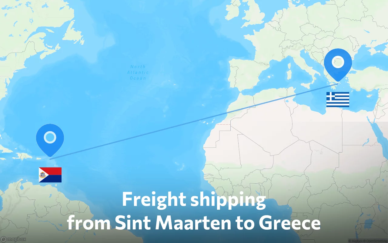 Shipping route from Sint Maarten to Greece