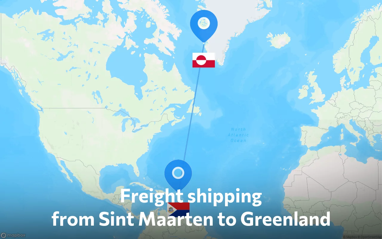 Shipping route from Sint Maarten to Greenland