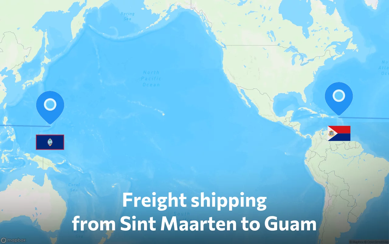Shipping route from Sint Maarten to Guam