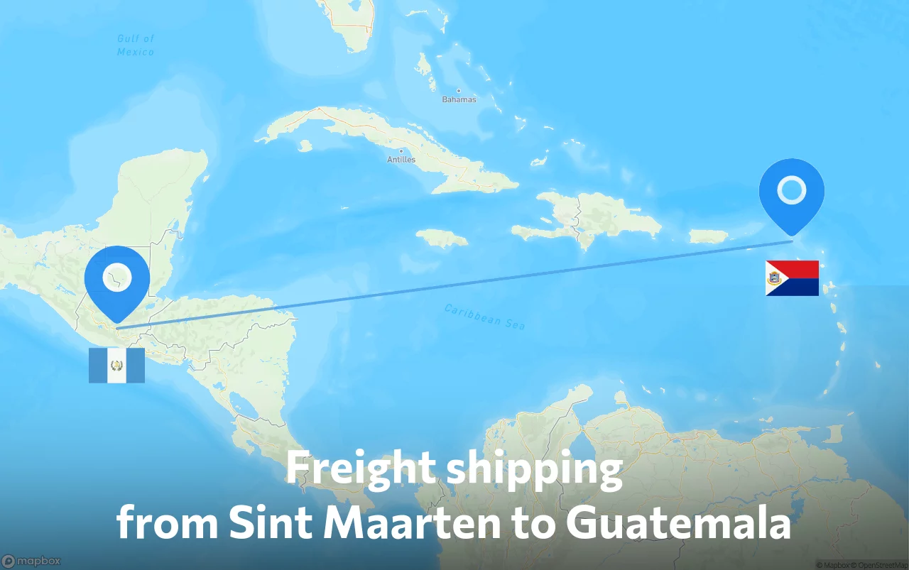 Shipping route from Sint Maarten to Guatemala