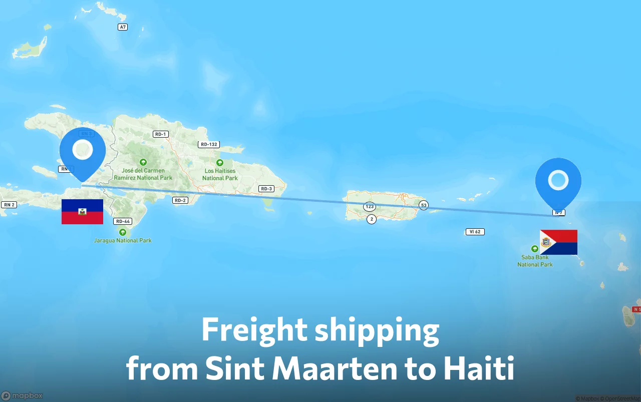 Shipping route from Sint Maarten to Haiti