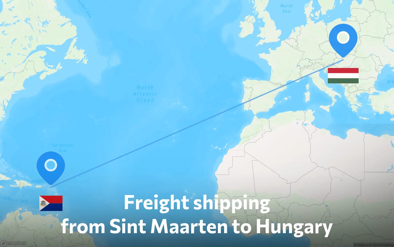 Shipping route from Sint Maarten to Hungary