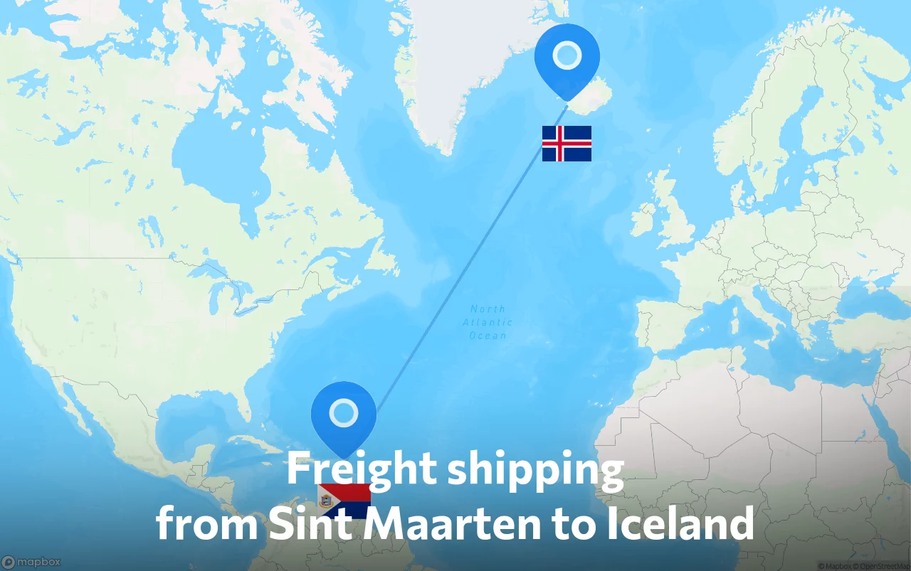 Shipping route from Sint Maarten to Iceland