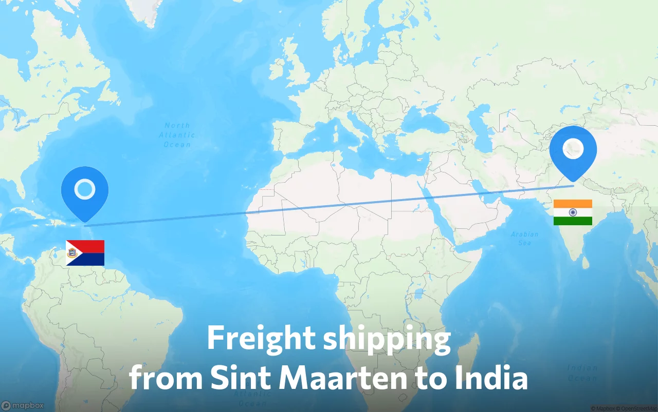 Shipping route from Sint Maarten to India