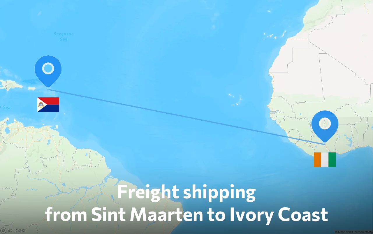 Shipping route from Sint Maarten to Ivory Coast