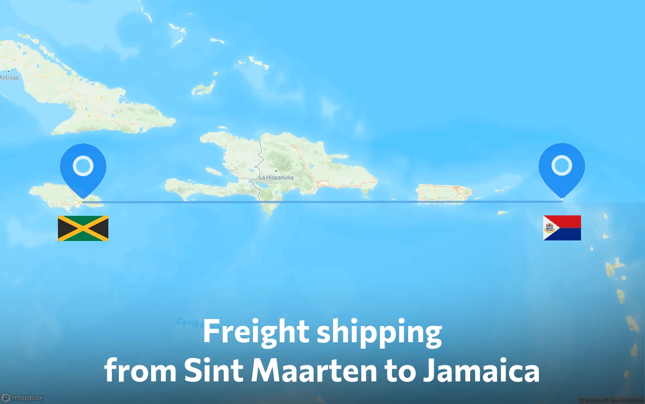 Shipping route from Sint Maarten to Jamaica