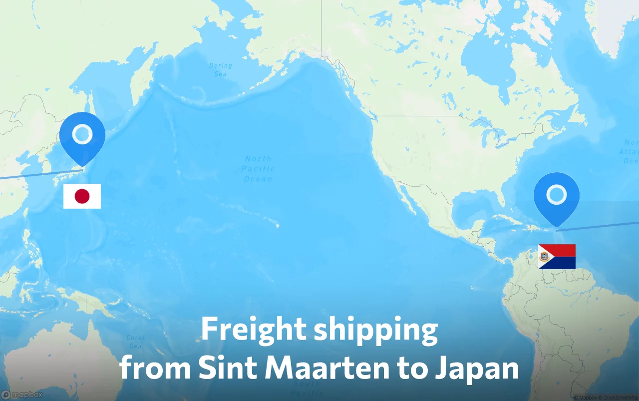Shipping route from Sint Maarten to Japan