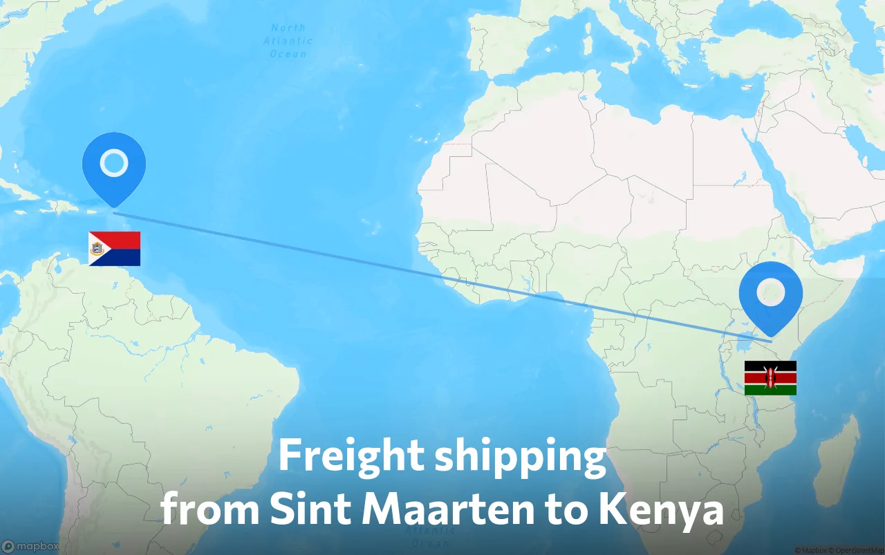 Shipping route from Sint Maarten to Kenya