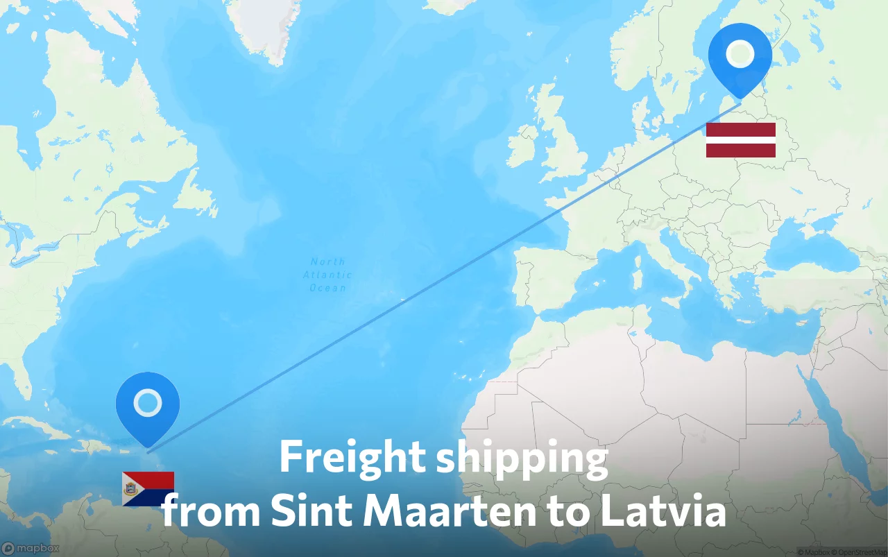 Shipping route from Sint Maarten to Latvia