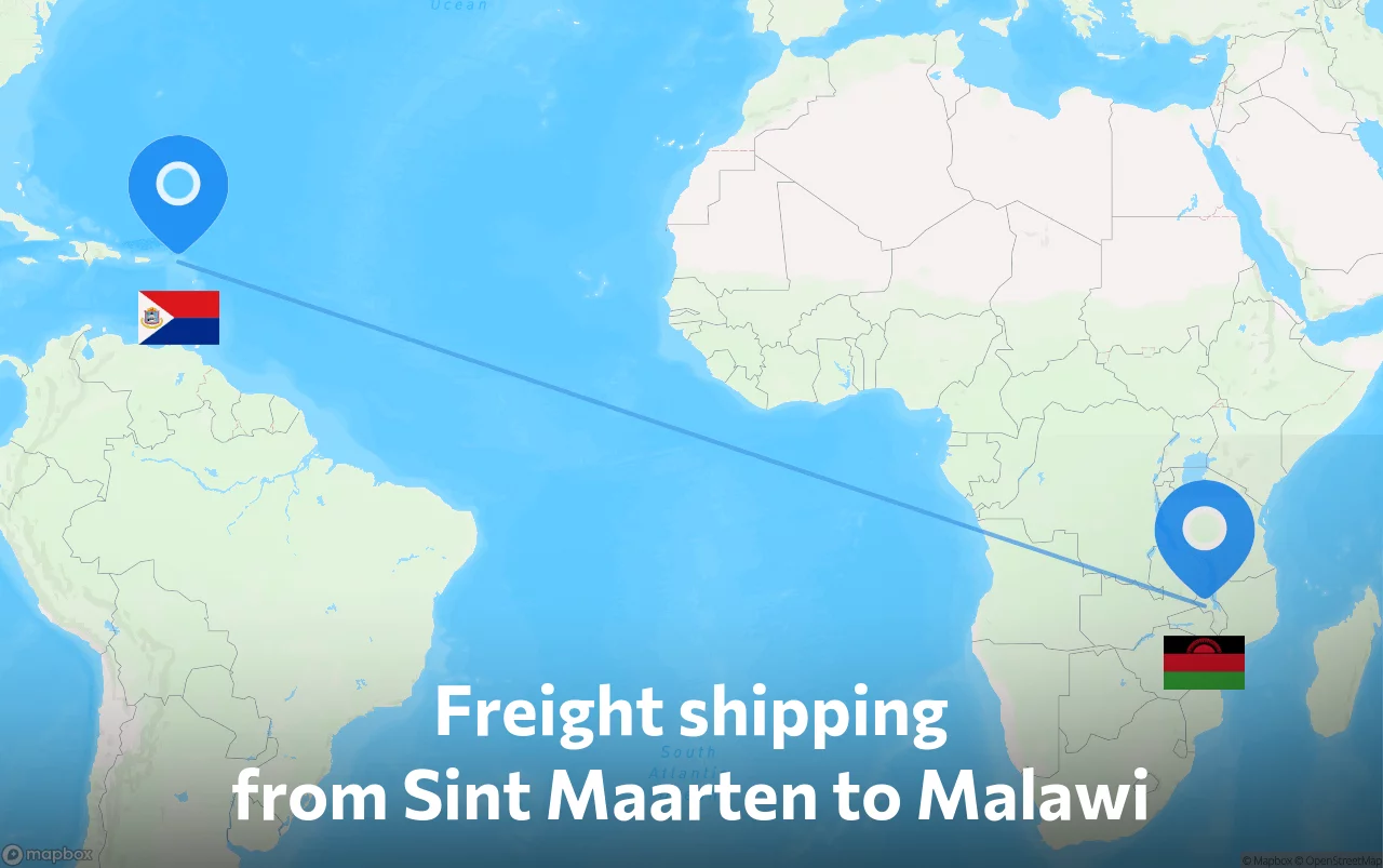 Shipping route from Sint Maarten to Malawi