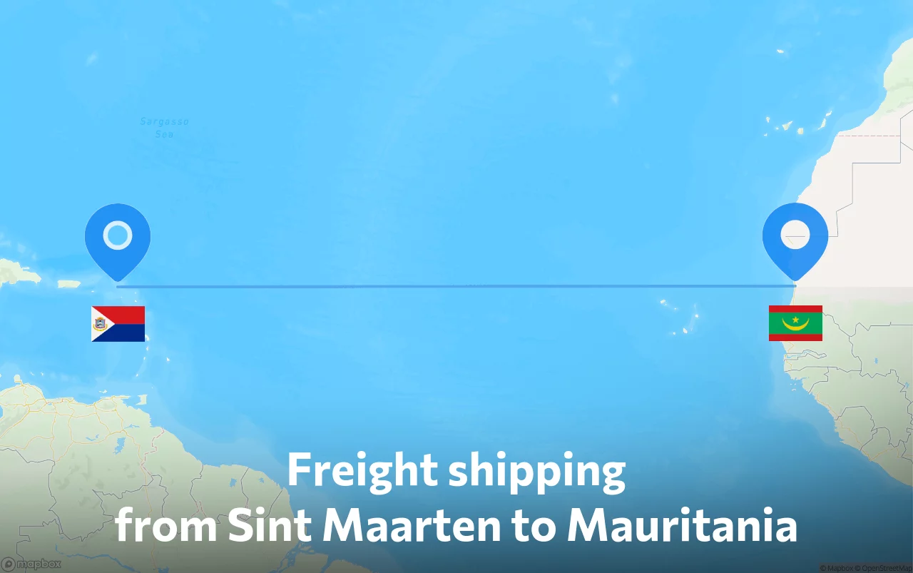 Shipping route from Sint Maarten to Mauritania