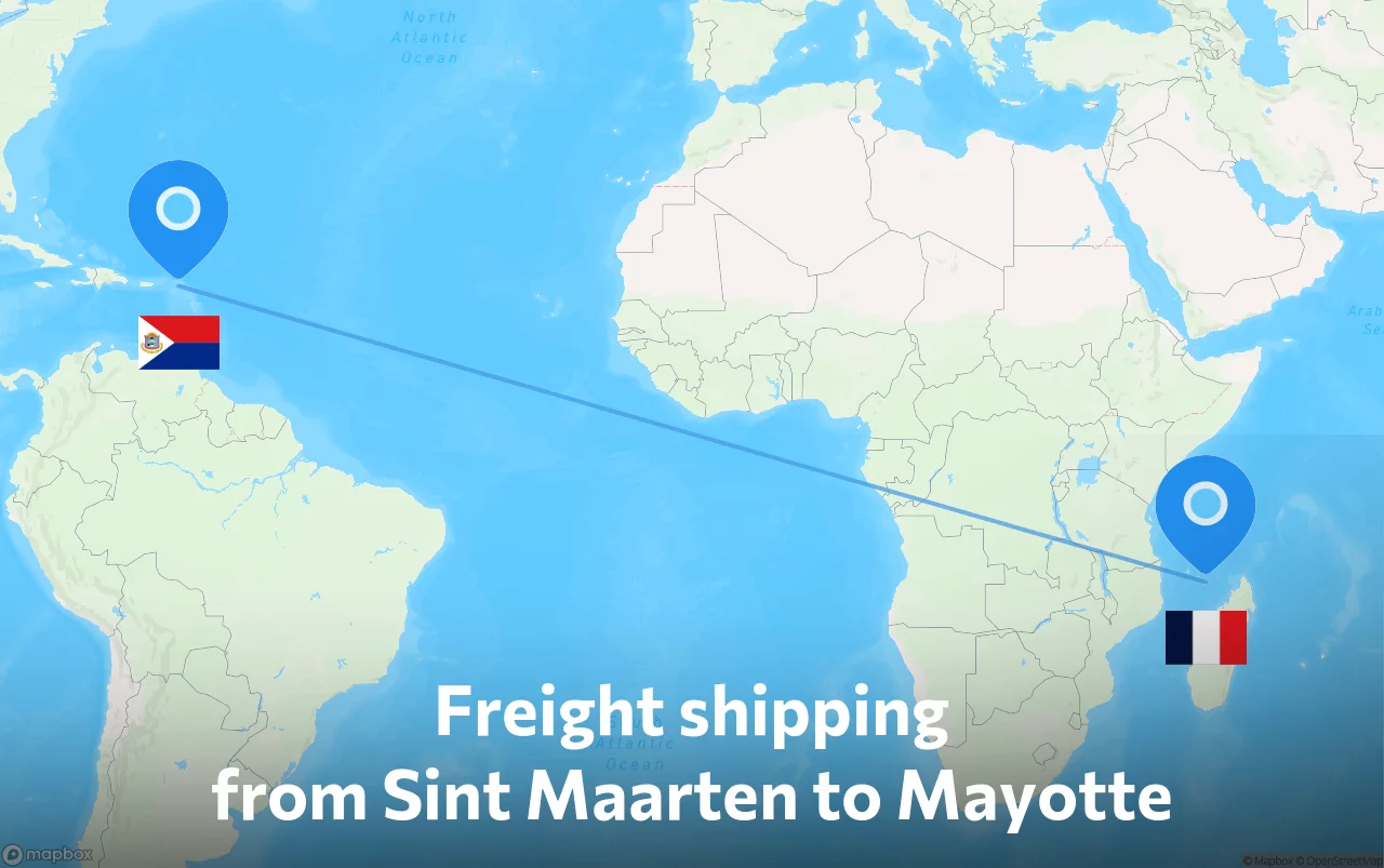Shipping route from Sint Maarten to Mayotte