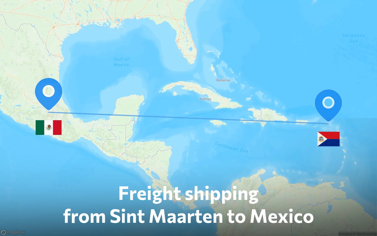 Shipping route from Sint Maarten to Mexico