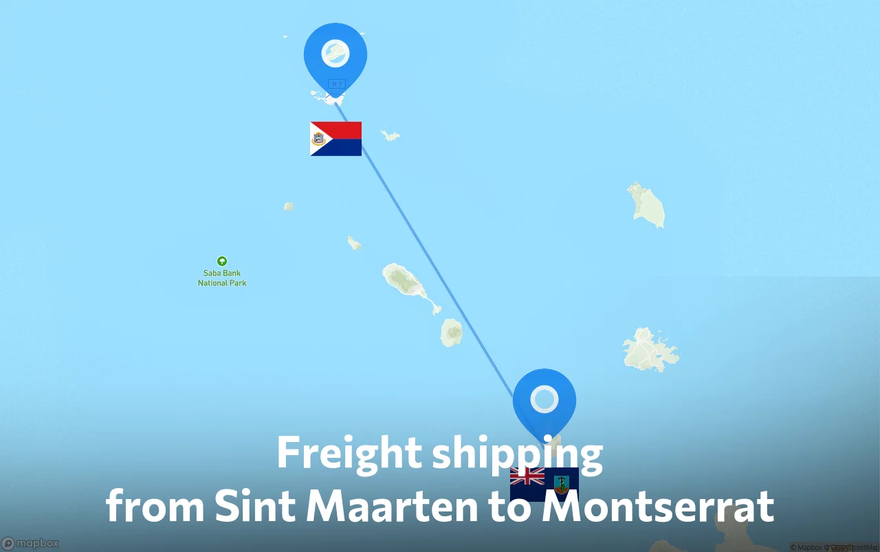 Shipping route from Sint Maarten to Montserrat
