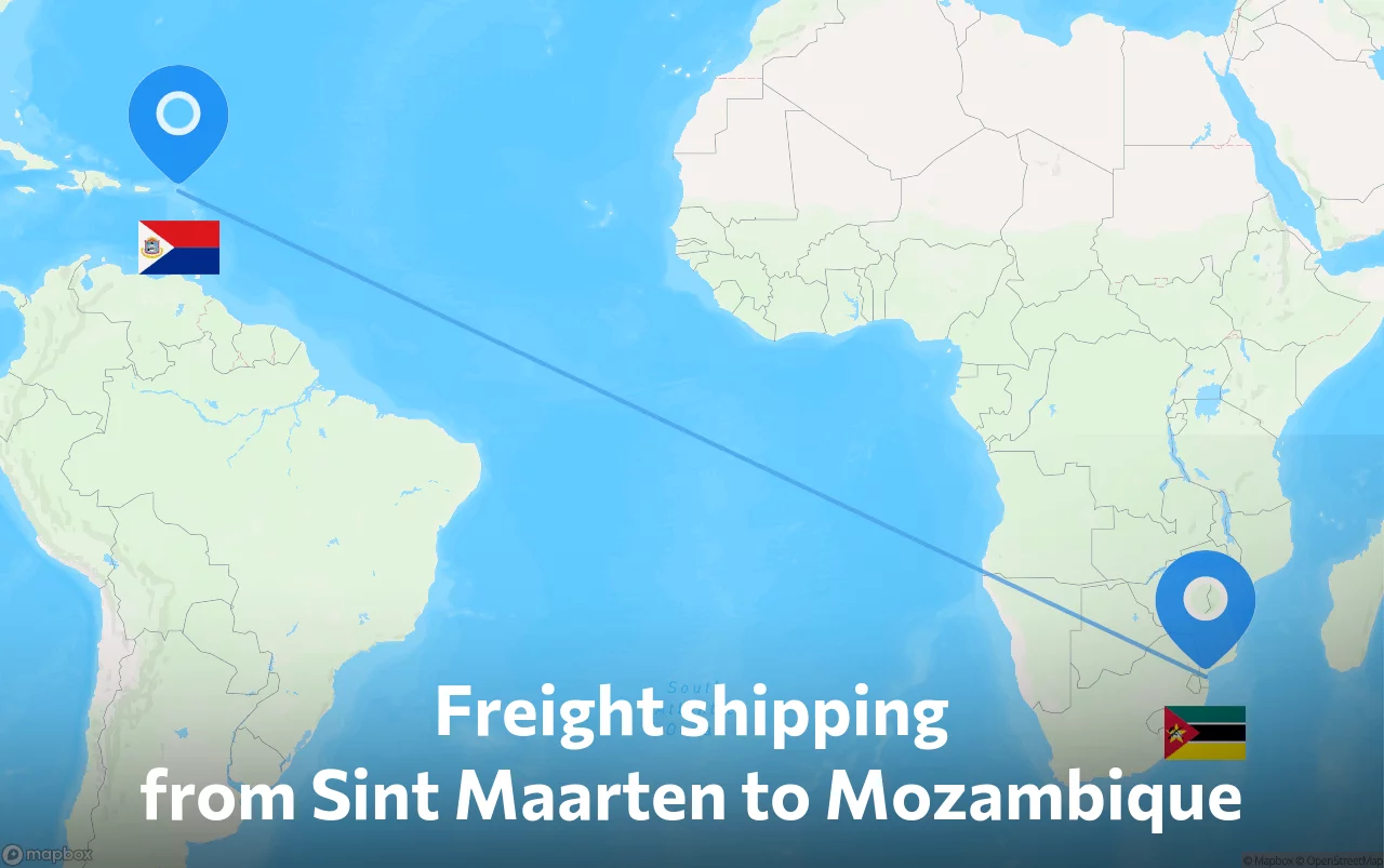 Shipping route from Sint Maarten to Mozambique