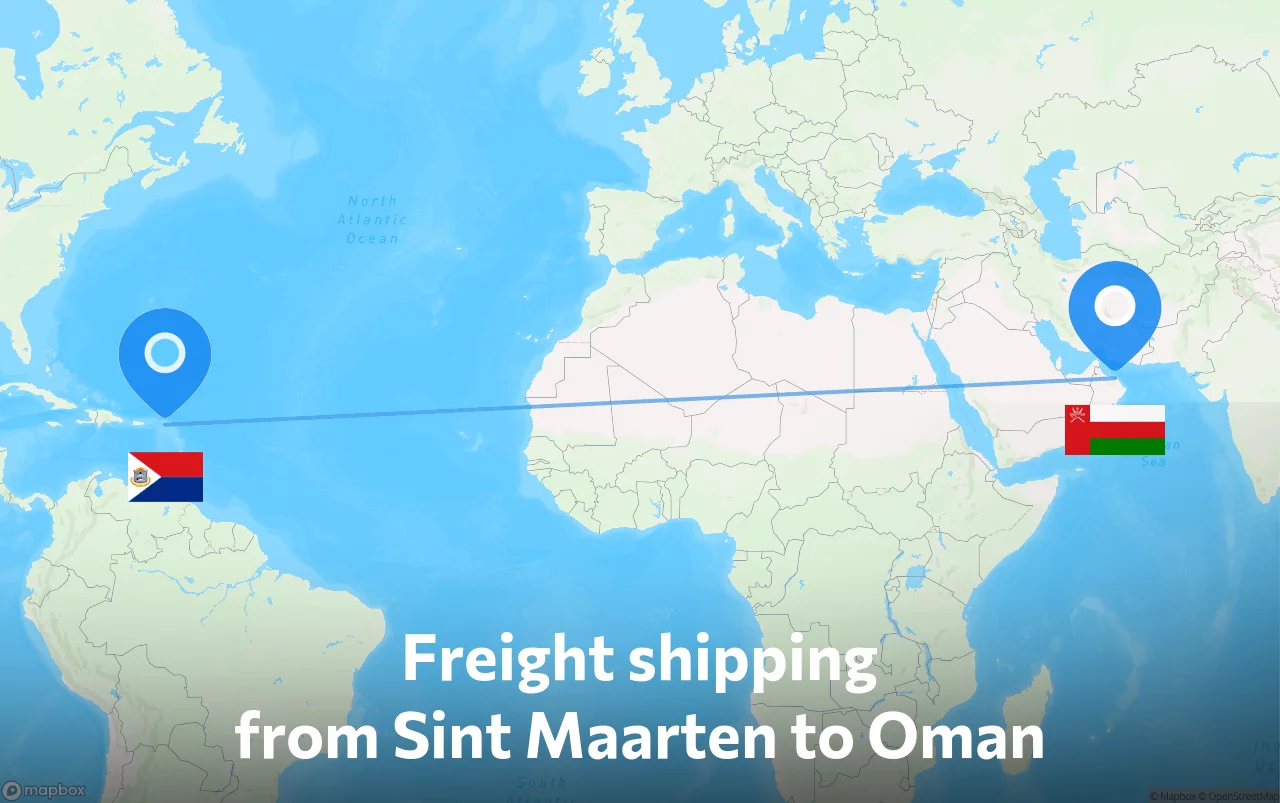 Shipping route from Sint Maarten to Oman