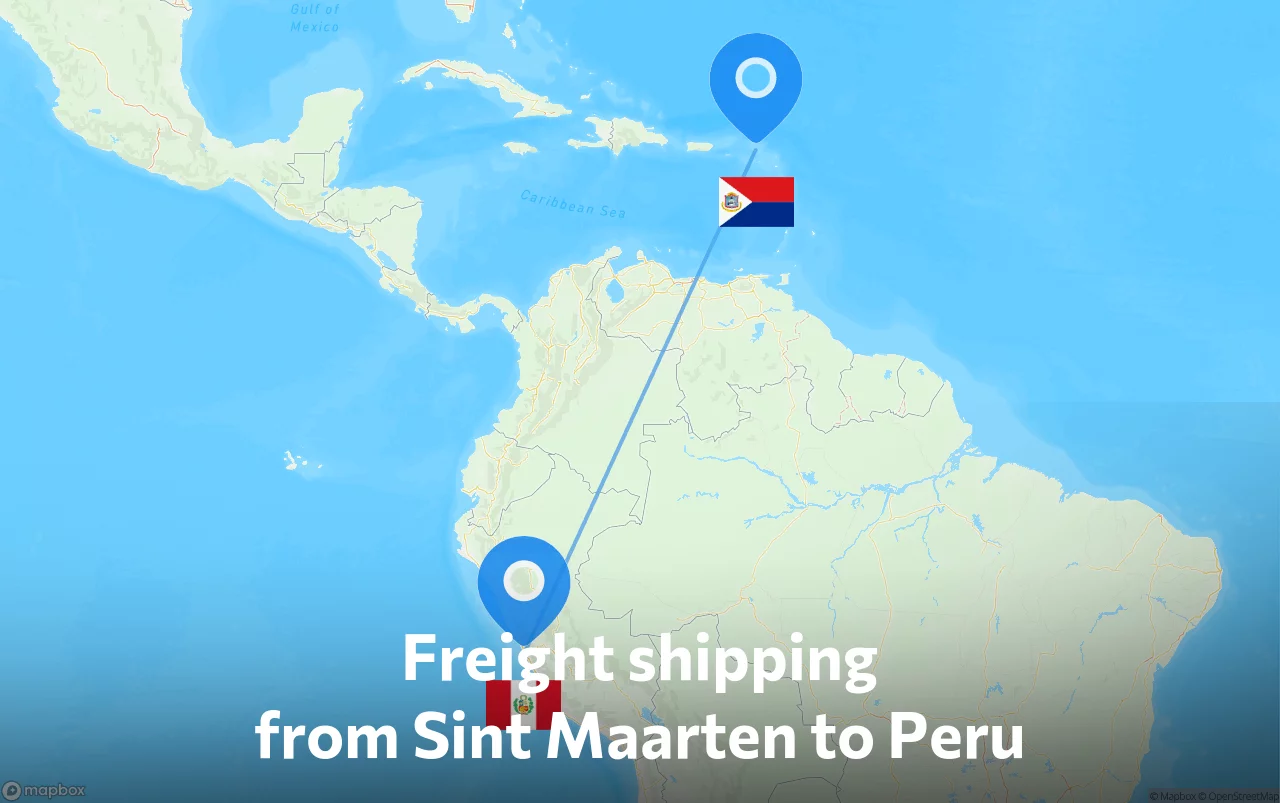 Shipping route from Sint Maarten to Peru