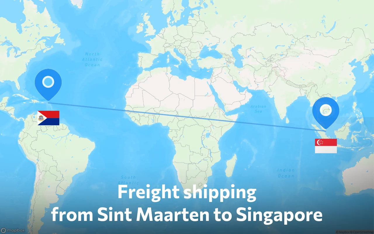 Shipping route from Sint Maarten to Singapore