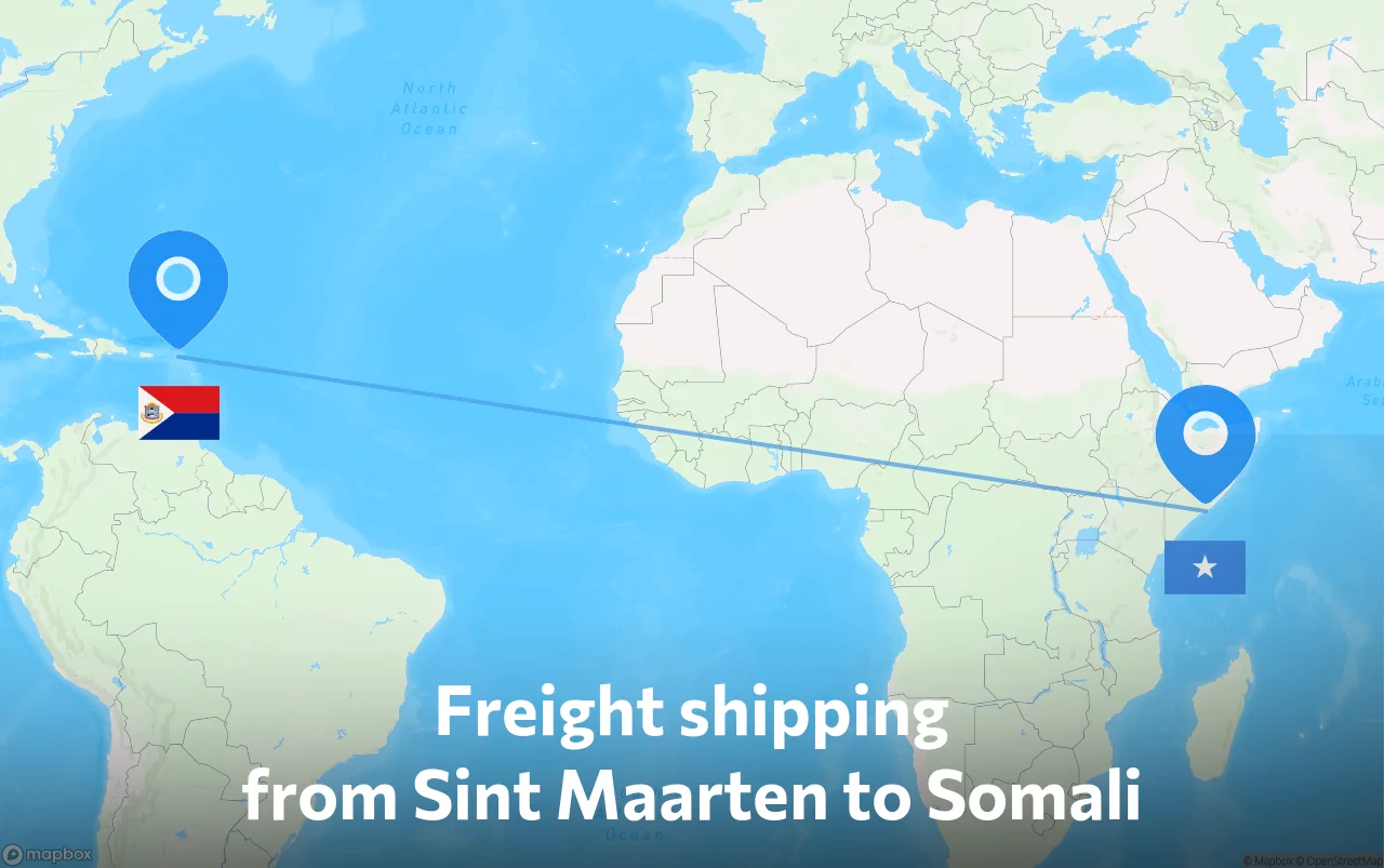 Shipping route from Sint Maarten to Somali