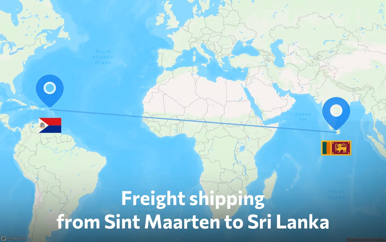 Shipping route from Sint Maarten to Sri Lanka