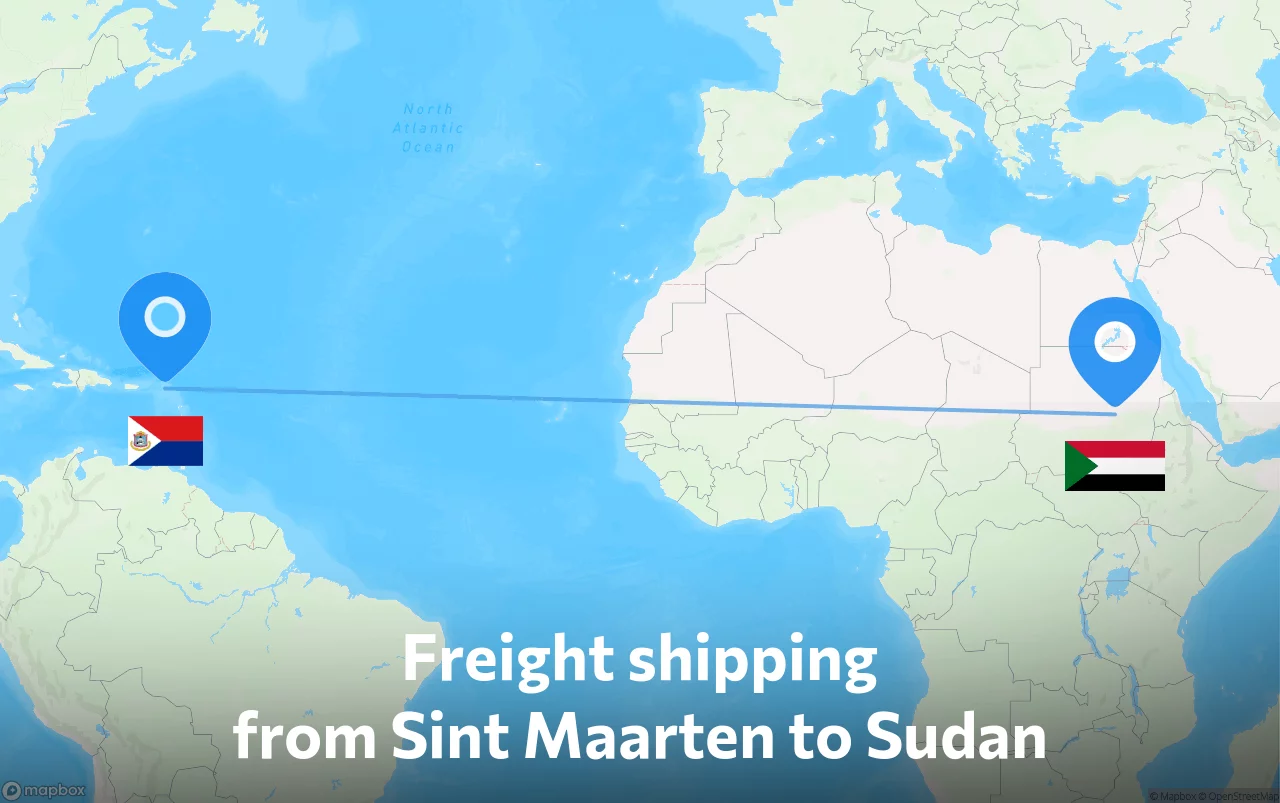 Shipping route from Sint Maarten to Sudan