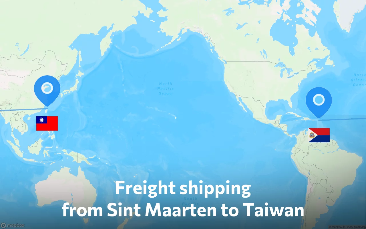 Shipping route from Sint Maarten to Taiwan