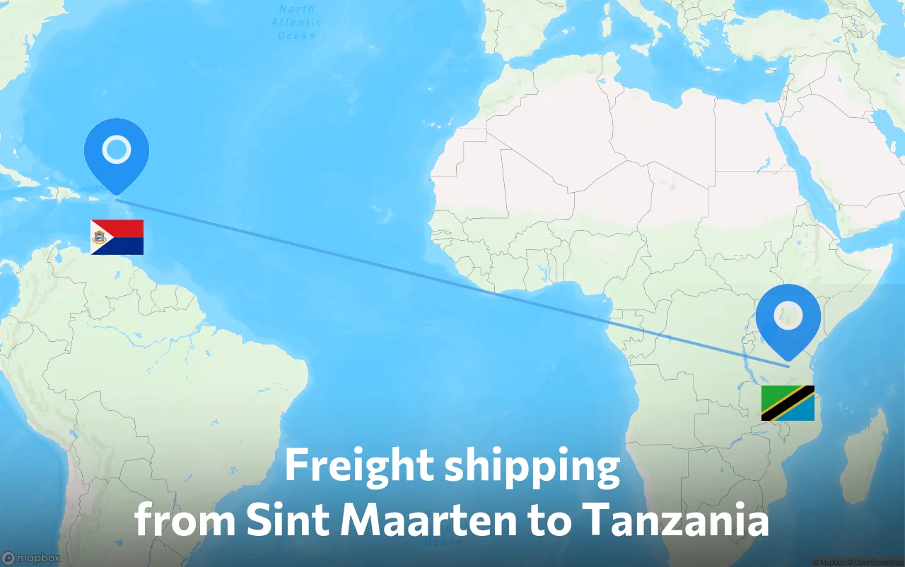 Shipping route from Sint Maarten to Tanzania