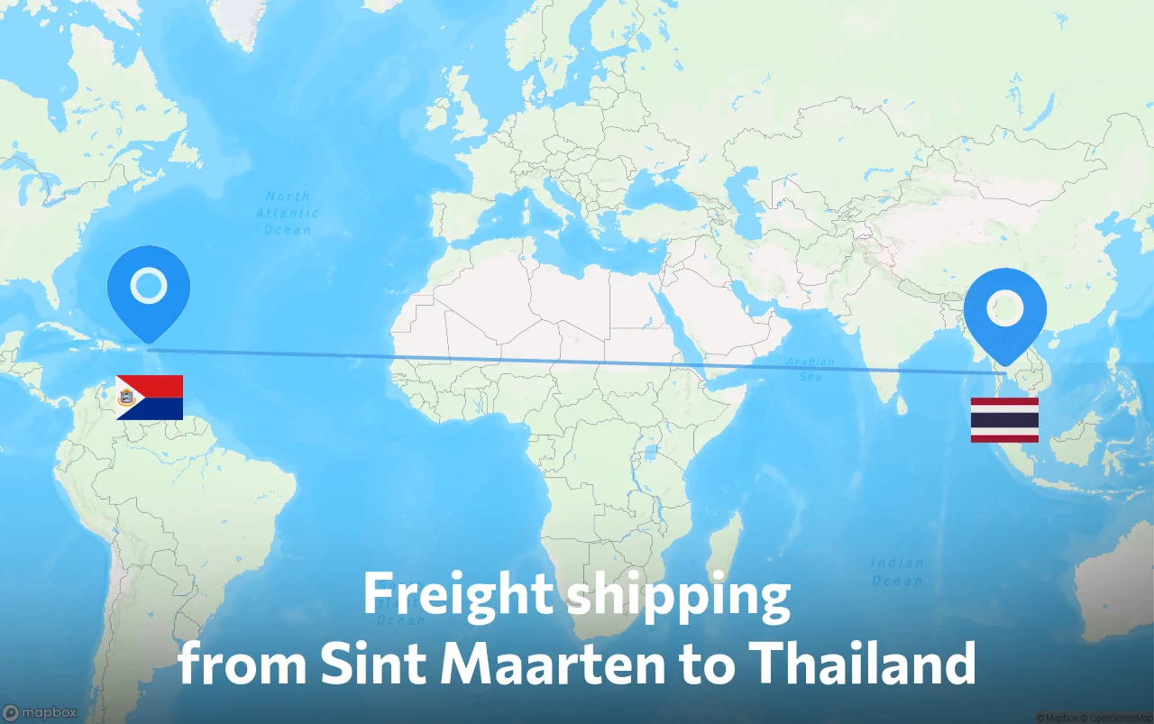 Shipping route from Sint Maarten to Thailand