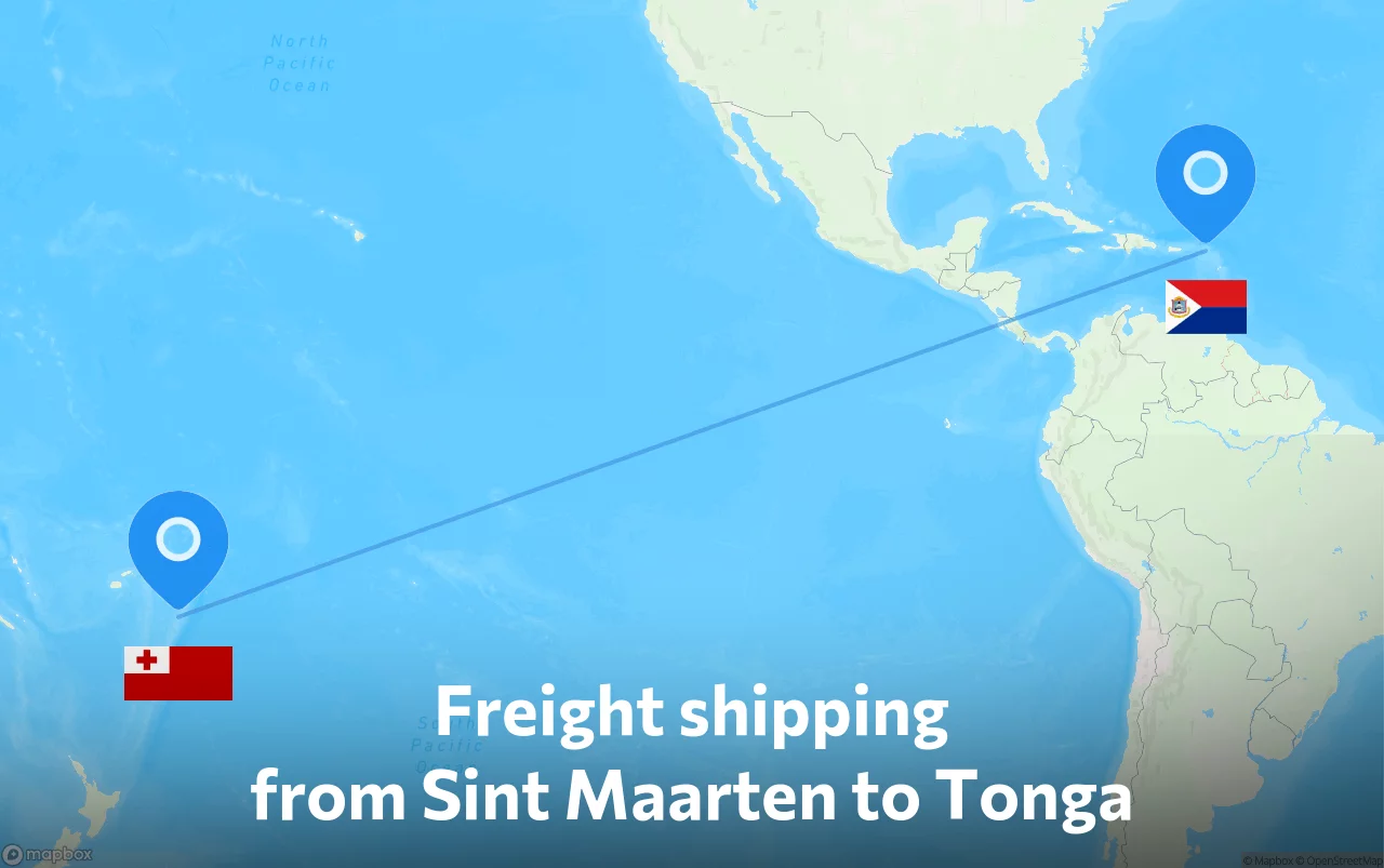 Shipping route from Sint Maarten to Tonga