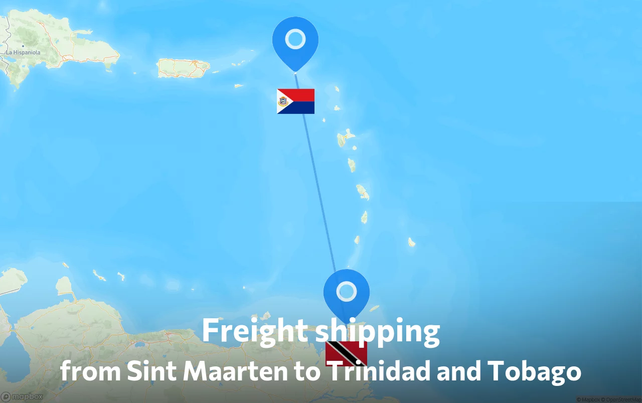 Shipping route from Sint Maarten to Trinidad and Tobago