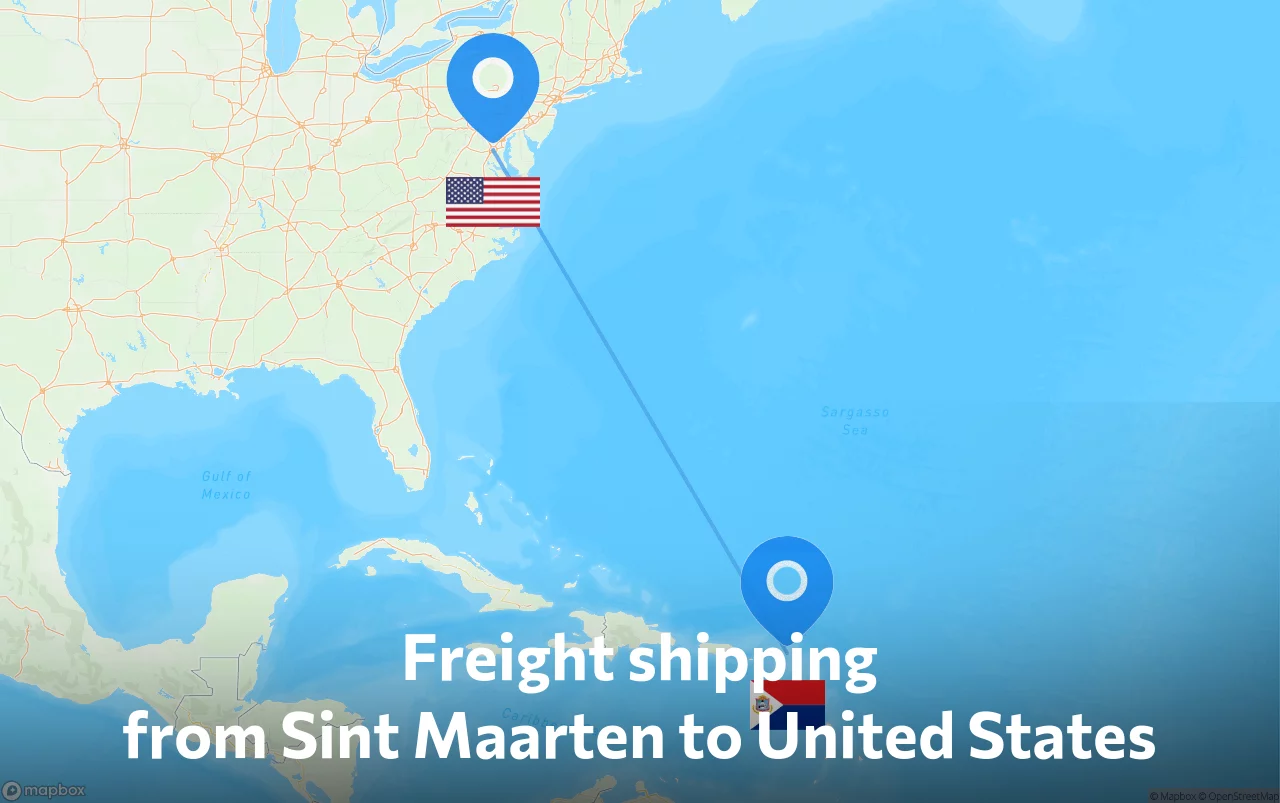 Shipping route from Sint Maarten to United States
