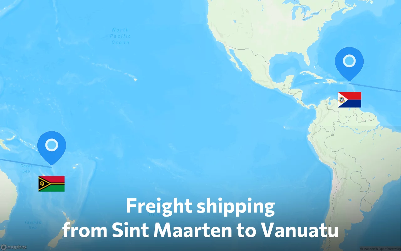 Shipping route from Sint Maarten to Vanuatu