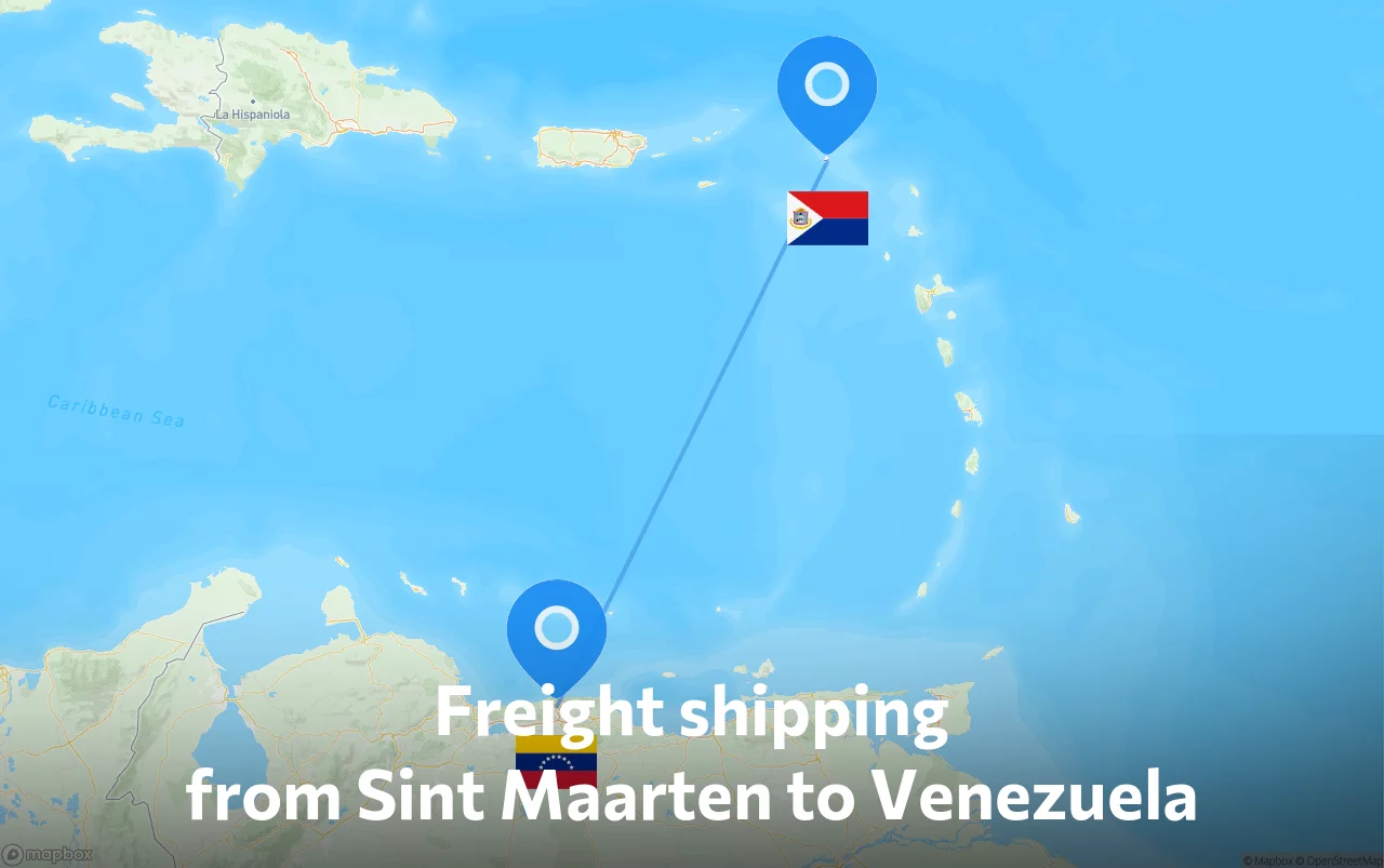 Shipping route from Sint Maarten to Venezuela